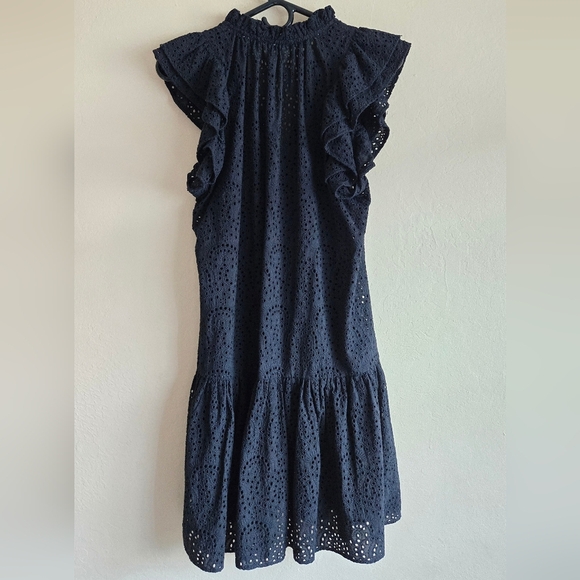 Robert Graham Savannah Black Flutter-Sleeve Eyelet Shift Dress Size Large - Picture 6 of 11